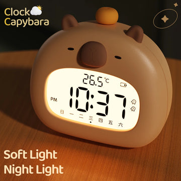 LED Capybara Night Light - Rechargeable Timer Alarm Clock