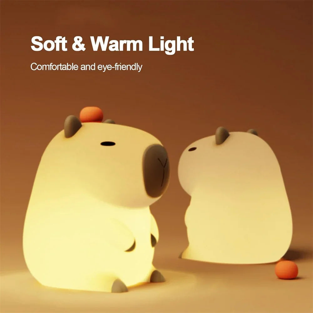 Silicone Capybara Night Light - USB Rechargeable Touch Lamp