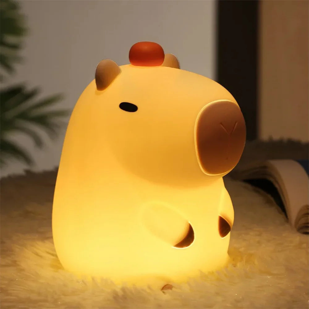 Silicone Capybara Night Light - USB Rechargeable Touch Lamp